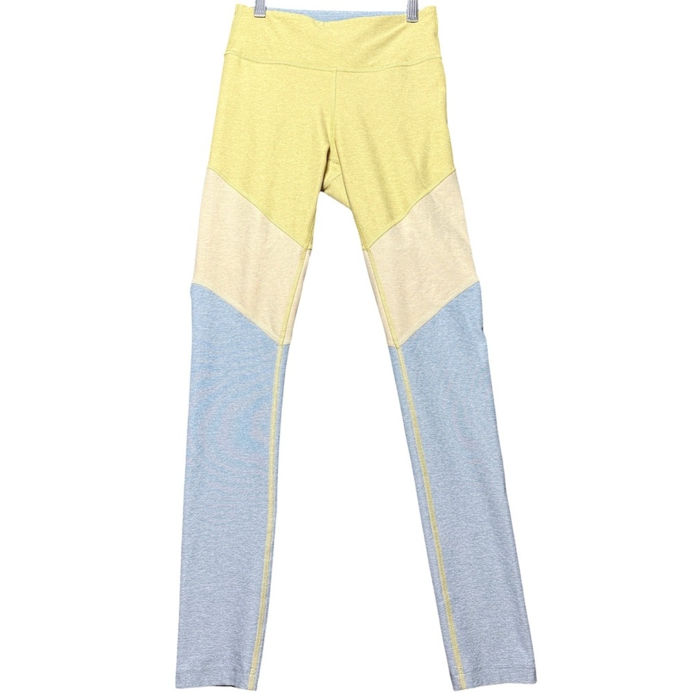 Outdoor Voices Leggings Women XS Yellow Blue Colorblock High Rise TechSweat